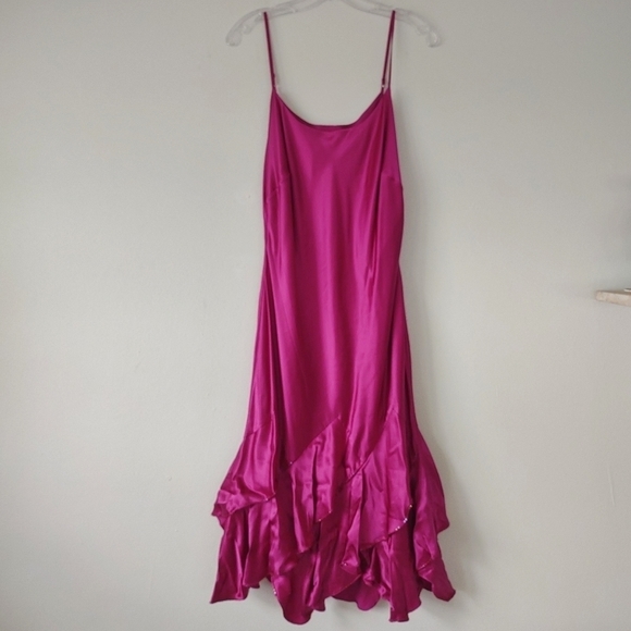 Papell Evening Silk Dress 12 Rose Midi New With Tags - Picture 4 of 5